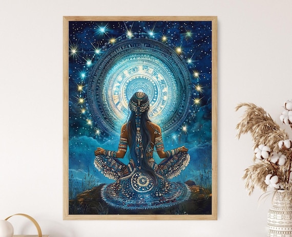 Coyolxauhqui Art Print, Aztec Moon Goddess and Lunar Cycle - Etsy