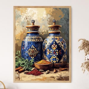 "Syrische Gewürzdosen mit Mosaik-Muster ""Kunstdruck"" Traditionelle Küchen Deko Poster."