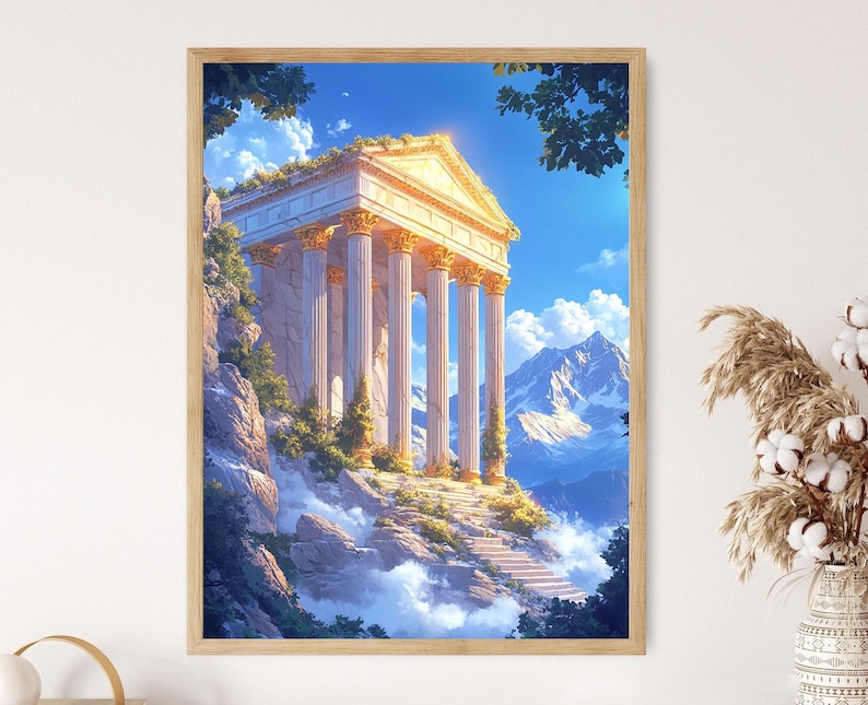 Mount Olympus Art Print: Greek Mythology Temple Landscape - Etsy