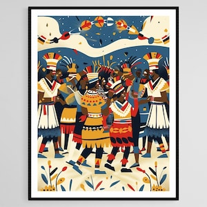Ndebele Celebration Art Print, Traditional Attire and Cultural Dances
