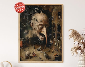 Vintage Hieronymus Bosch Print, Classic Art Poster Reproduction
