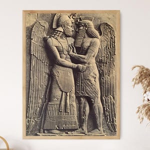 Babylonian Deities Print, Enlil and Ishtar, Mythological Art, Ancient Pantheon