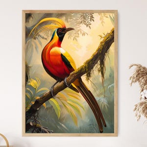 Kleines Paradiesvogel Gemälde, Kunstdruck, Tropischer Vogel Wanddekor, Natur inspiriertes Kunstwerk für Zuhause, Geschenk für Vogelliebhaber