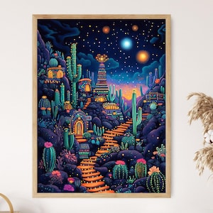 Huichol Peyote Ritual Kunstdruck, mystische Ofrendas Arte
