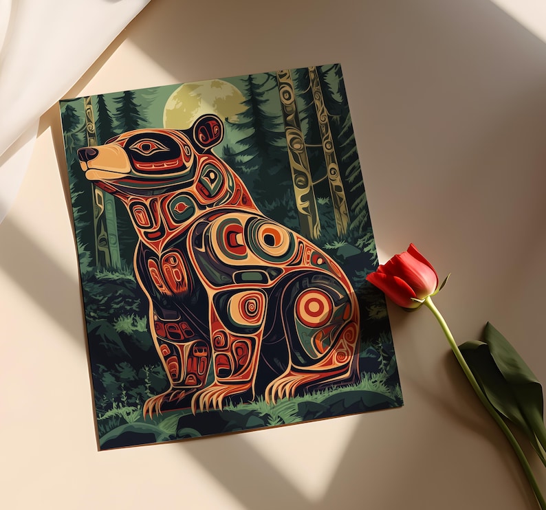 Haida Bear Art Print, Formline Style, Strength and Protection, Forest ...