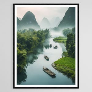 Yangshuo Countryside Art Print, China, Karst Mountains, Rural Scenery