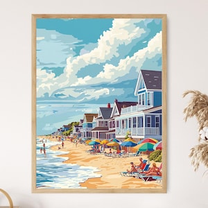 Bethany Beach Day Art Print, Delaware Coastal Scene