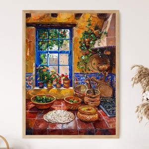 Colorful Mexican Kitchen Painting - Authentic Style Wall Art for Foodies, Unique Chef Gift Idea
