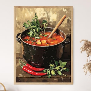 Nigerian Pepper Soup Pot Art Print, Traditional Kitchen Art