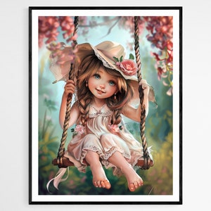 Swing Girl Art Print / Cartel de arte de muñeca