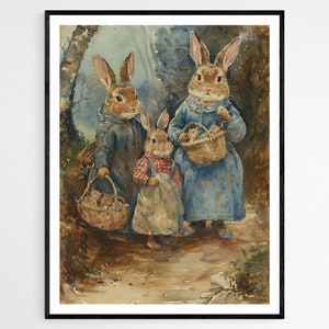 Ilustración vintage de Beatrix Potter, impresión de arte de libro de cuentos clásico, encantador regalo de cumpleaños para niños