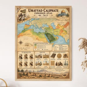 Umayyadiska kalifatets expansionsatlas, historisk karta över det islamiska riket