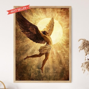 Impressão artística da queda de Ícaro, arte de parede da mitologia grega, decoração do herói trágico Ícaro