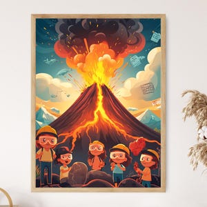 Vulkan Wissenschaft Illustration, Geologie für Kinder, Ebruch Lernkunst