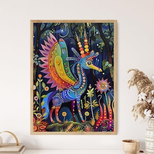 Mystical Alebrijes Art Print, Colorful Fantasy Creature Wall Decor, Enchanting Home Art, Unique Spiritual Gift