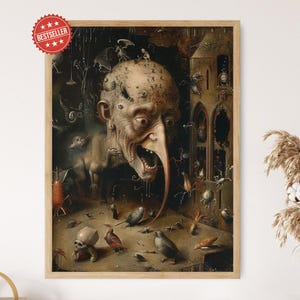 Vintage Hieronymus Bosch Print, Classic Art Poster Reproduction