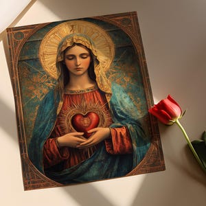 Immaculate Heart of Mary Art Print: Gold Leaf Madonna Catholic Wall ...