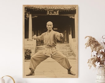 Wing Chun Vintage Poster, Cantonese Martial Art Print, Chinese Kung Fu Decor, Shaolin School