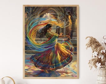 Kathak Dancer Giclee Print: Indian Dance Art
