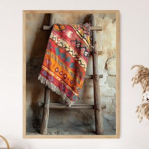Póster con estampado de arte textil bereber marroquí y motivos del norte de África