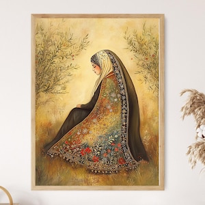 Palestinian Woman in Thobe, illustration Print