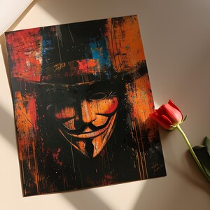 Anonym mask-affisch: Dystopisk cyberpunk-väggkonst bild 2