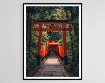 Kyoto Fushimi Inari Shrine Art Print, Japan, Red Torii Gates - Etsy