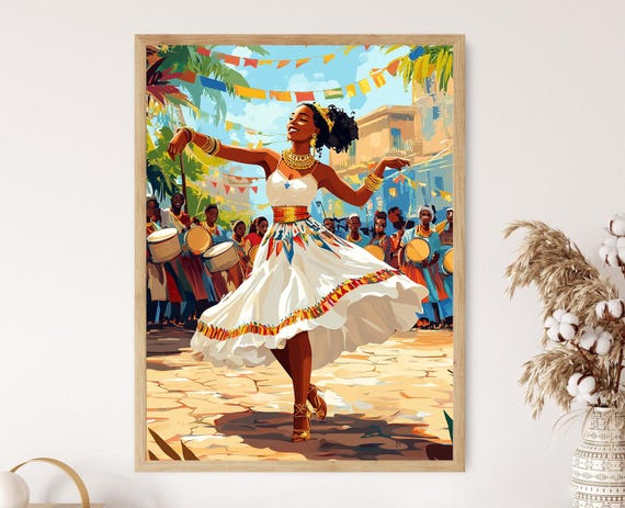 Ethiopian Eskista Dance Art Print, Traditional African Festival