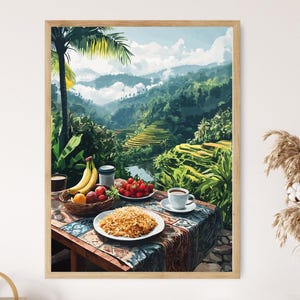 Bali Frühstückstisch Kunstdruck, Traditionelle Indonesische Küche, Tropisches Dekor