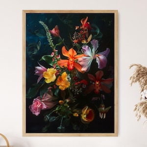 Elegant Botanical Wall Print, Inspired by Rachel Ruysch, Spa Bathroom Art, Self-Care Gift