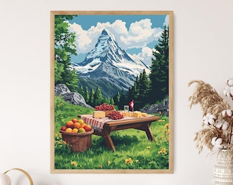 マッターホルン ピクニック ブランケット アートプリント、スイス