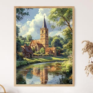 Holy Trinity Church Stratford Avon Fine Art Print, English Riverside Architecture Painting