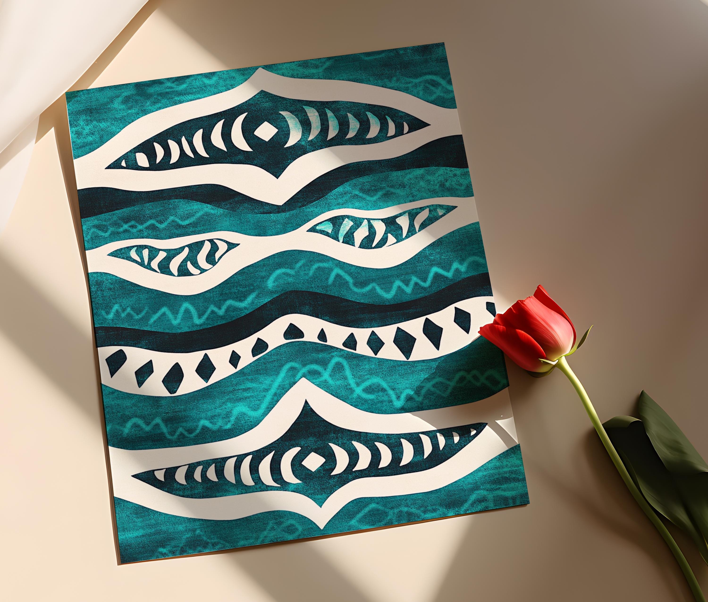 Native American Tribal Design Art Print, Zuni Water Motif