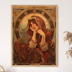 Alphonse Mucha Inspired Print, Art Nouveau Wall Art, Elegant Home Decoration, Perfect Artistic Gift