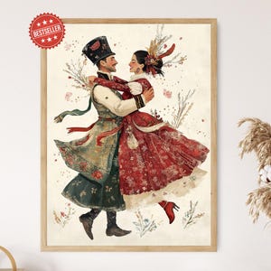 Hungarian Csárdás Dance Art Print, Traditional Costumes