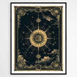 Göttlicher Tarotkarten-Wanddruck, ätherisches künstlerisches Dekor, friedliche Eckverzierung, Geschenk für New-Age-Enthusiasten