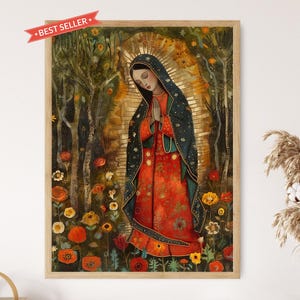 Lámina artística de Nuestra Señora de Guadalupe: Impresionante decoración religiosa para pared