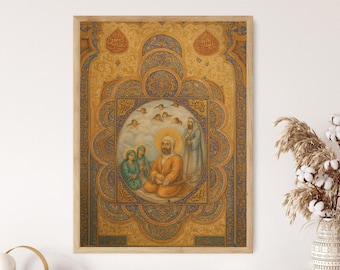 Imam Ali Art Print: Islamic Portrait with Persian Illumination
