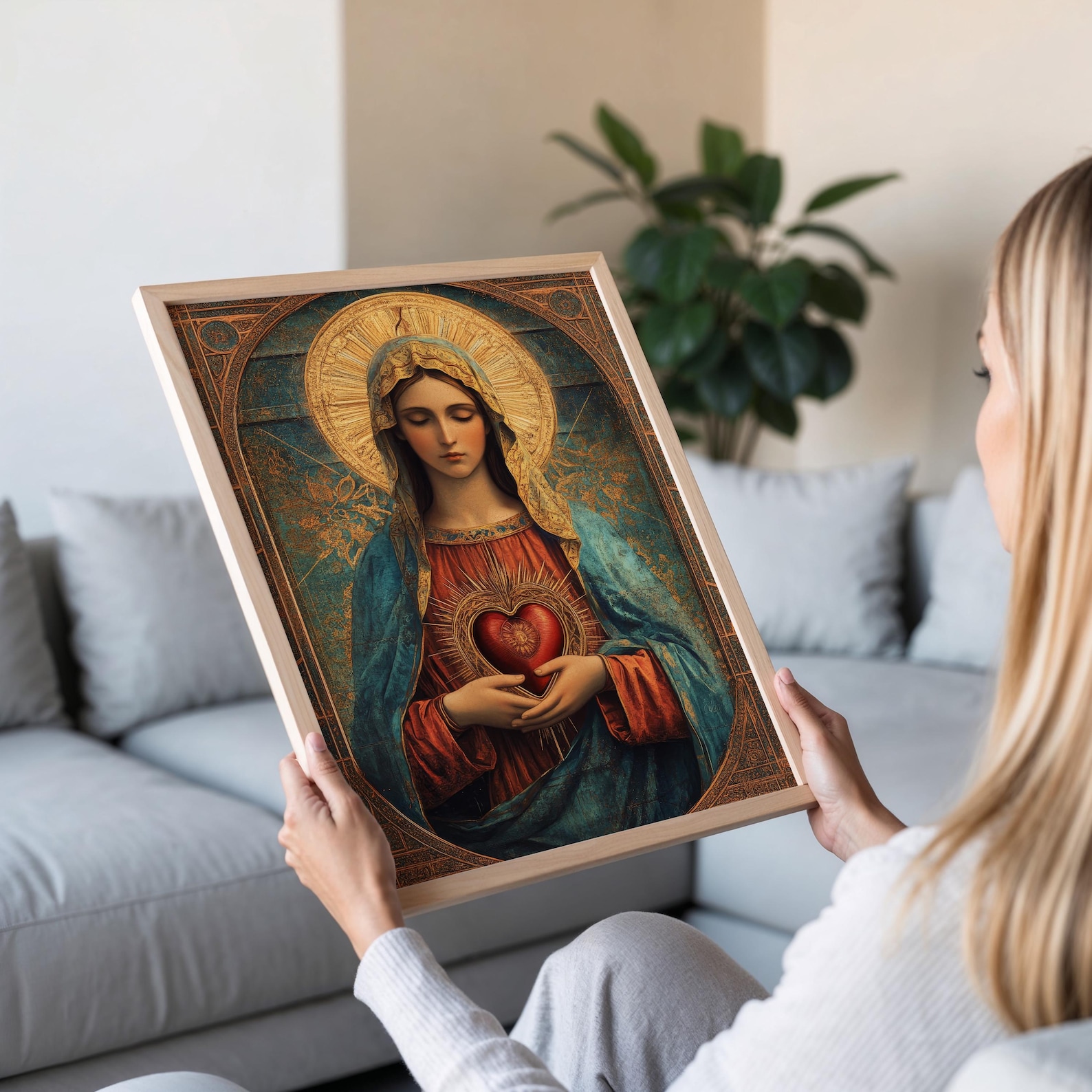 Immaculate Heart of Mary Art Print: Gold Leaf Madonna Catholic Wall ...
