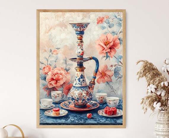 Turkish Hookah Print: Iznik Tile & Ottoman Coffee Art - Etsy