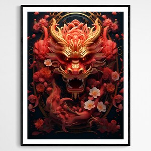 Year of the Dragon Fine Art Print, Colorful Celebration Decor, Ideal for Chinese New Year, Cultural Gift Idea