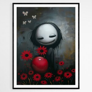 Impresión de arte de niña de Halloween: decoración de pared espeluznante y elegante, perfecta para un acento festivo en el hogar o un regalo único de truco o trato