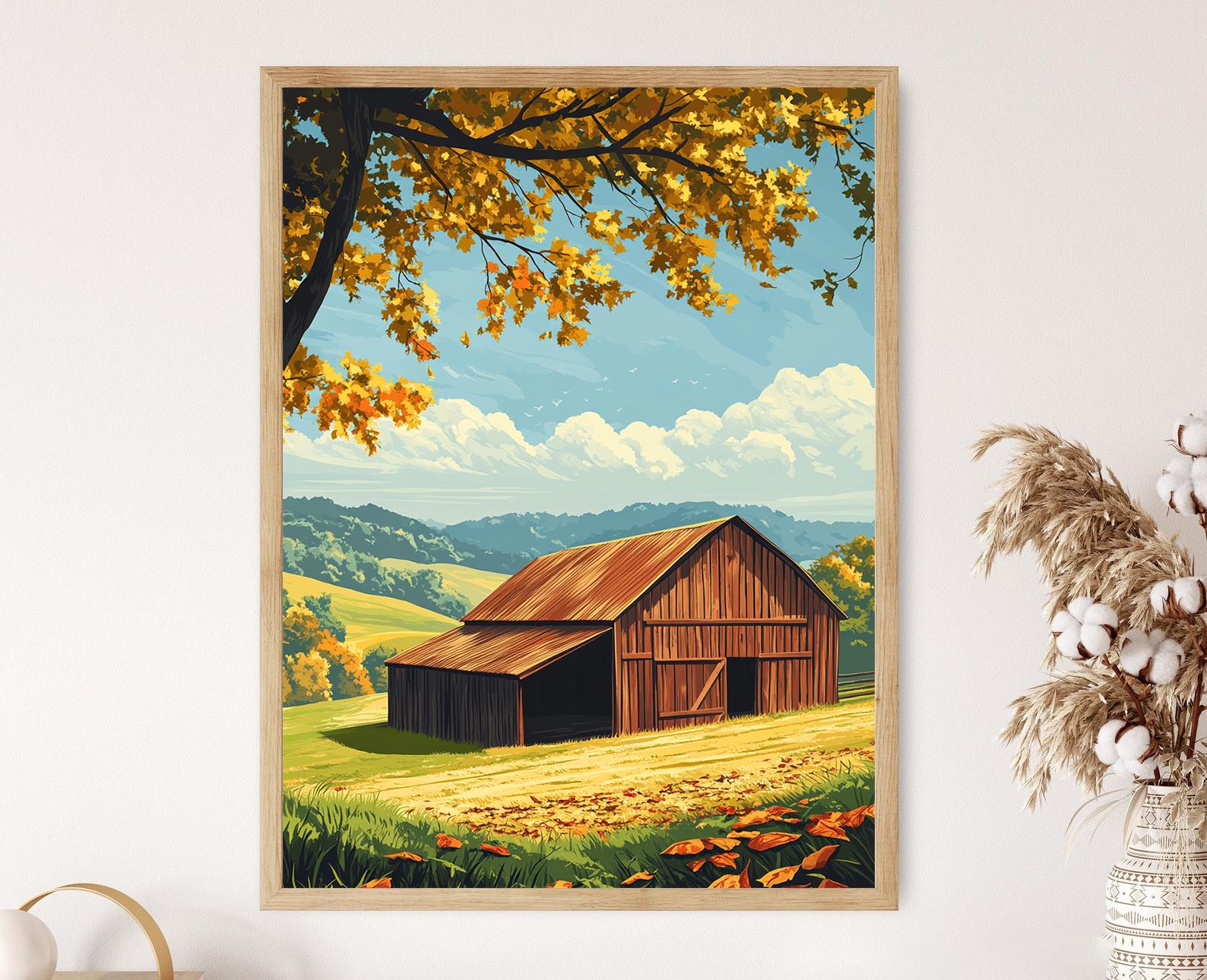 tobacco shed greenfields prices Kentucky Tobacco Barn Print: Rustic Farm Landscape Wall Art