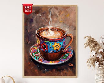 Rich Mexican Hot Chocolate Art, Classic Beverage Print, Mexican Restaurant Decor