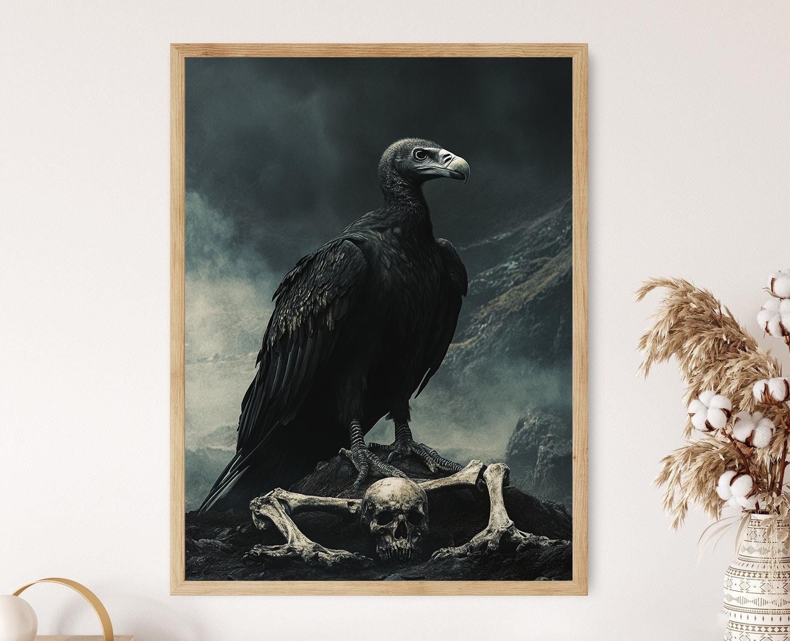 Gothic Vulture Art Print, Skeleton and Bird Dark Decor, Mysterious Wall Art  - Etsy, image size:1588x1290