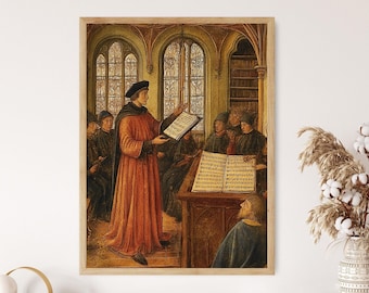 Guillaume de Machaut Art Print, Medieval Classroom Scene, Illuminated Music History Art
