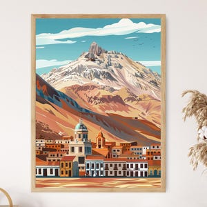 Potosí and the Cerro Rico Art Print, Iconic Bolivia Mountain and Historical Buildings