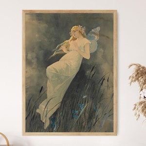 Elfe mit Irisbluten, Alphonse Mucha Print