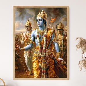 Bhagavad Gita Illustration Print, Exquisite Sacred Art, Ideal for Meditation Space, Special Hindu Gift