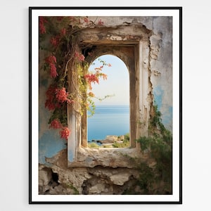 Seaside Serenity Kunstdruck | Italienisches Küstenplakat